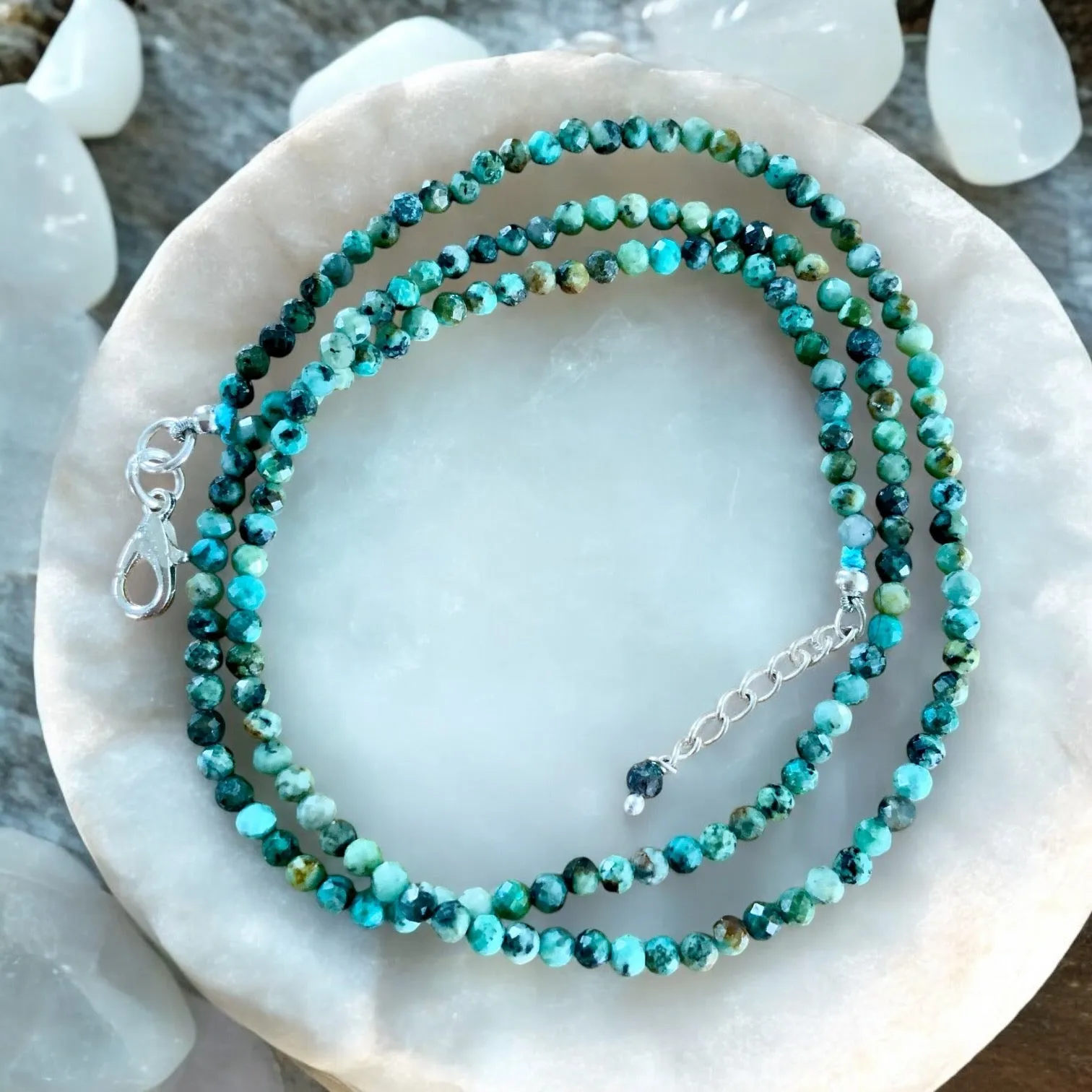 African Turquoise 3-4 mm beaded Necklace