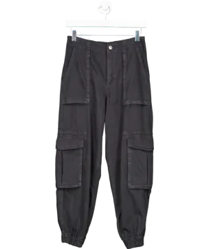 All Saints Black Freda Tapered Denim Cargo Trousers UK 8