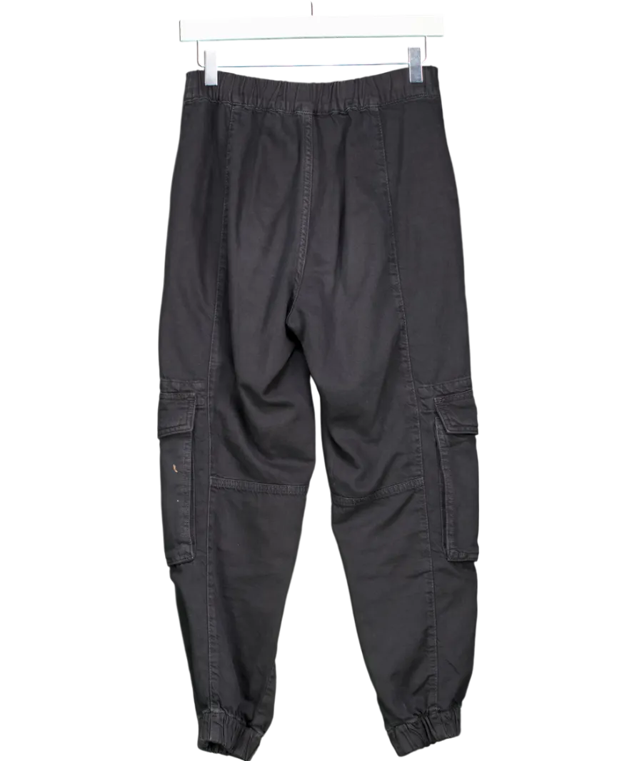 All Saints Black Freda Tapered Denim Cargo Trousers UK 8