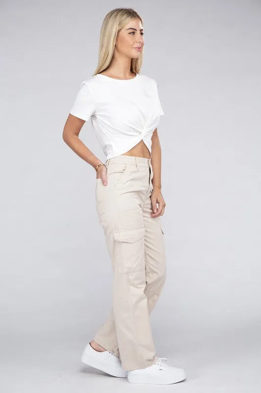 Ambiance Apparel Everyday Wear Elastic-Waist Cargo Pants