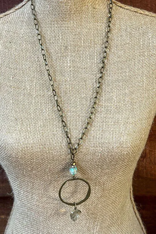 Amira 29" Bronze Chain Charm Necklace