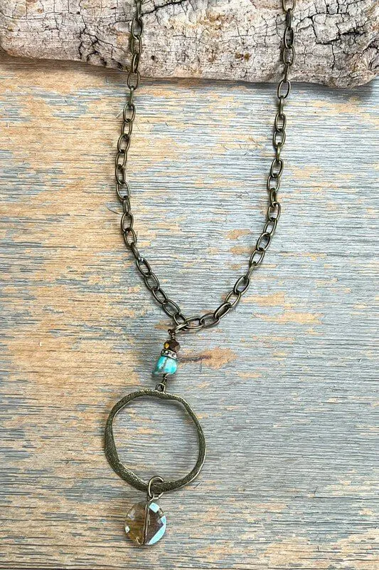 Amira 29" Bronze Chain Charm Necklace