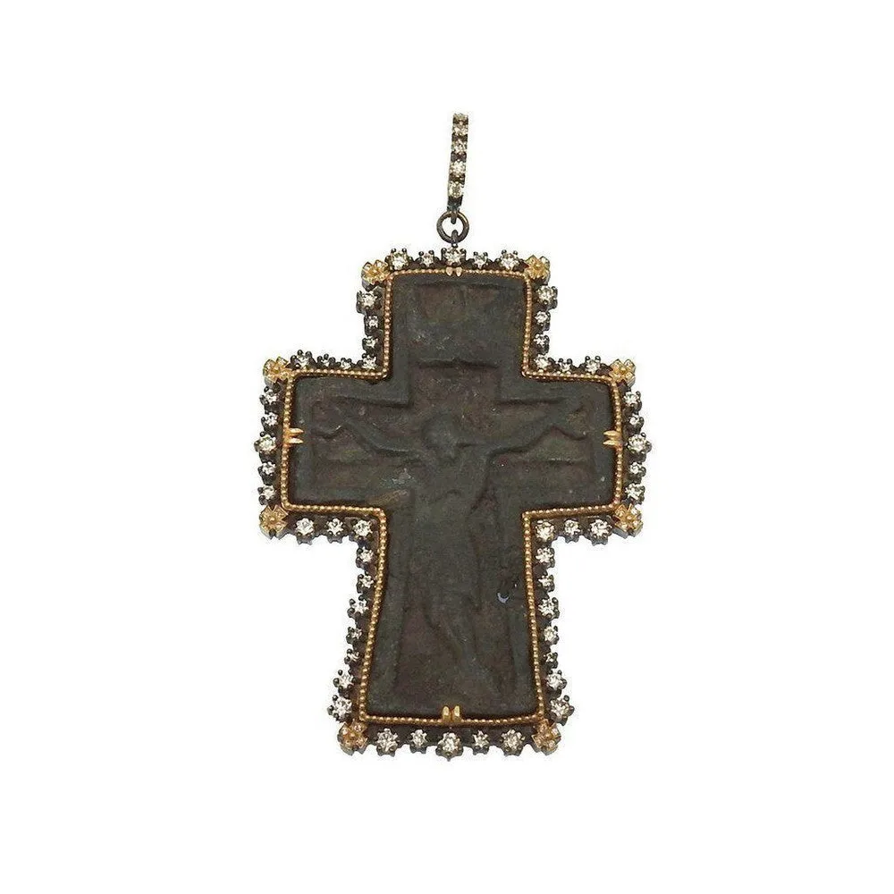 Ancient Russian Cross with Diamond Bezel