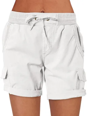 ANRABESS Womens Summer Shorts 2025 Dressy Casual Hiking Cargo Shorts Trendy Outdoor Outfits 6 Pockets White Medium