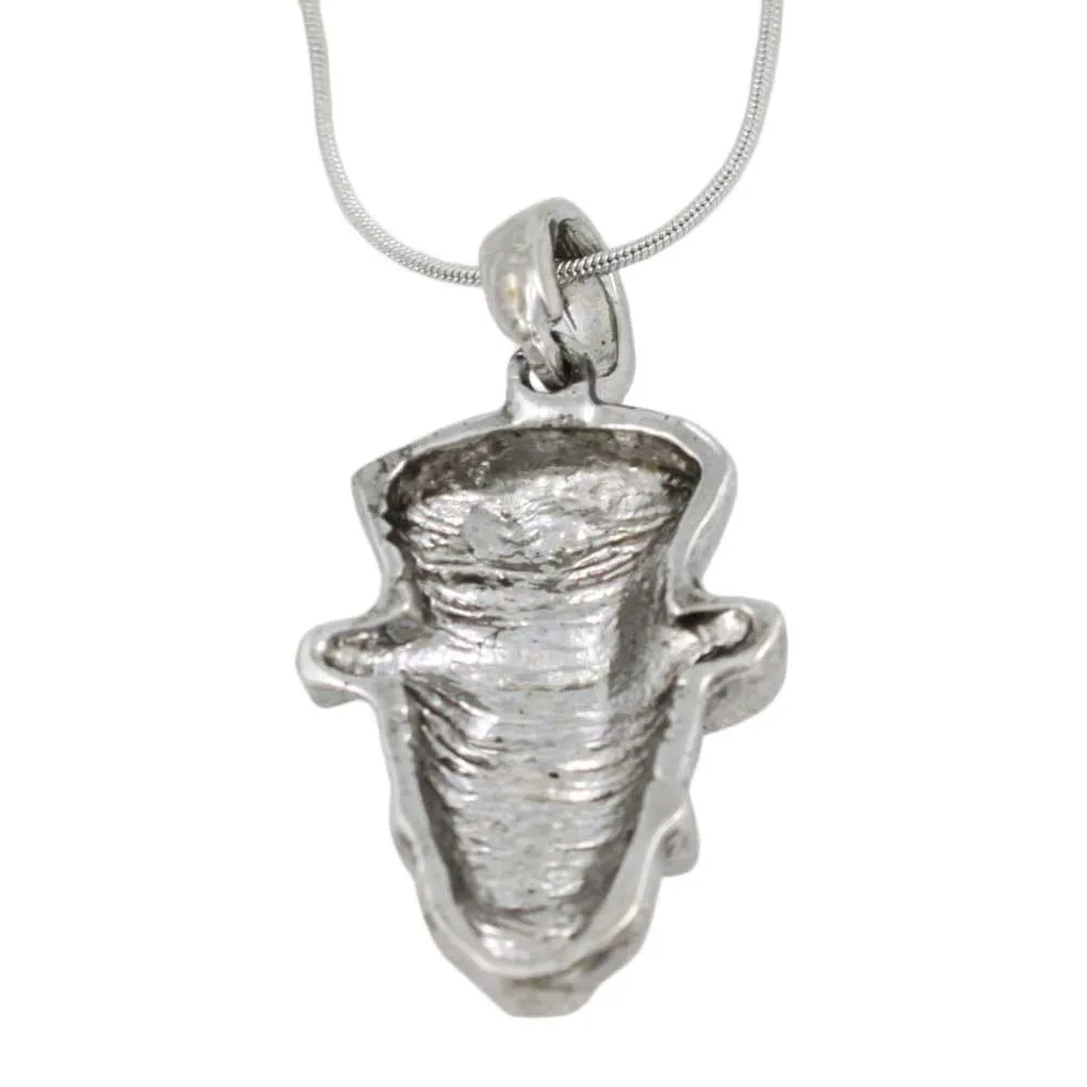 Antique Skull with Crystal Hat Pendant with Chain - PF602PT