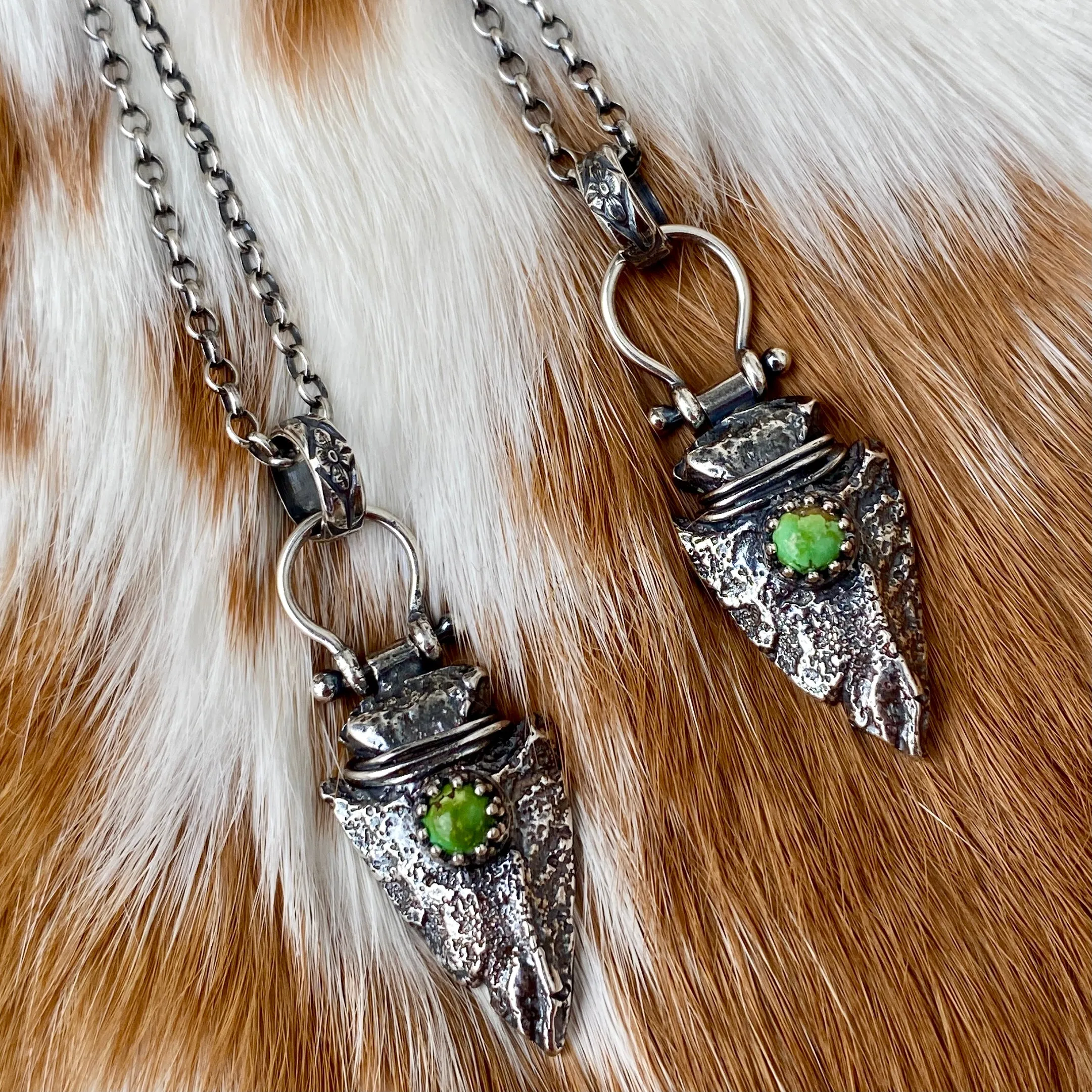 Arrowhead and turquoise sterling silver necklace