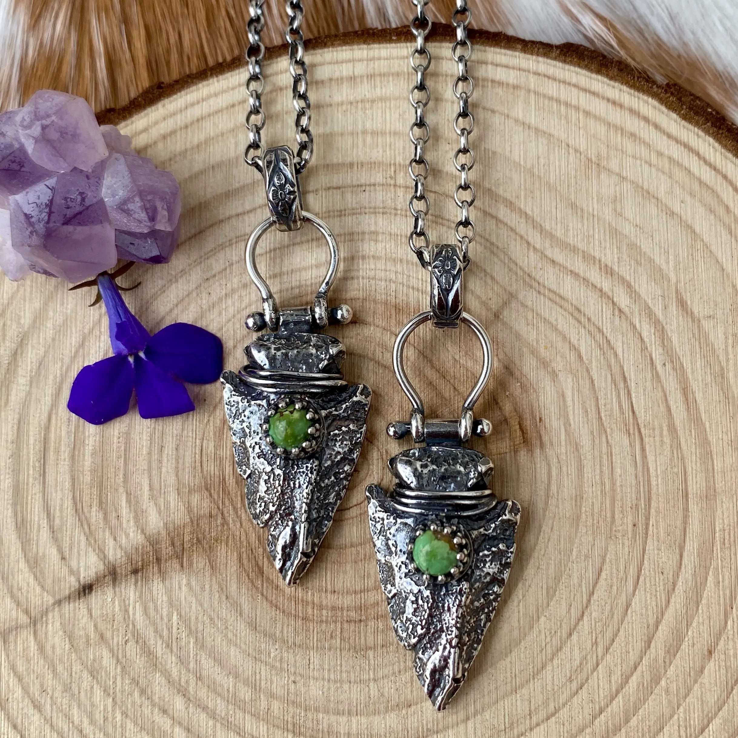 Arrowhead and turquoise sterling silver necklace