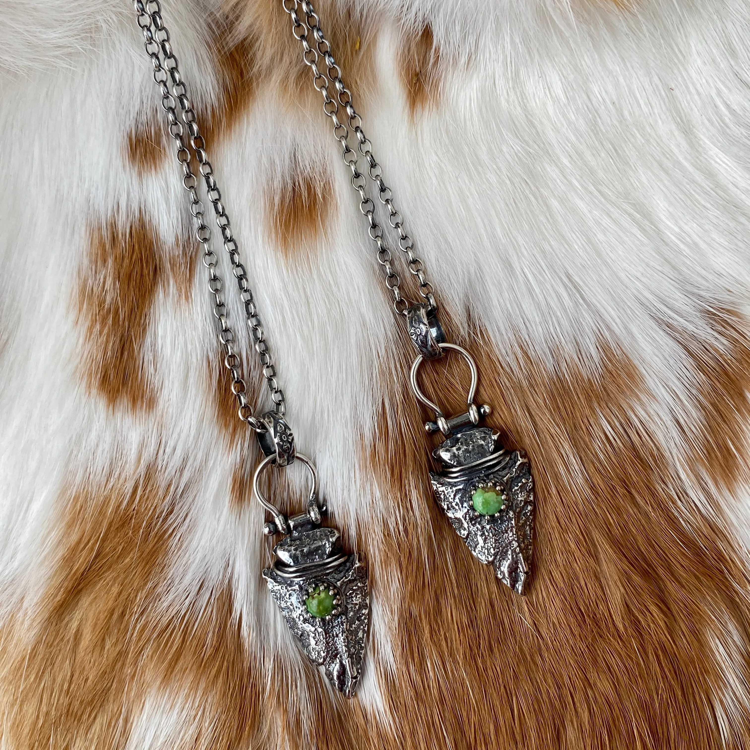 Arrowhead and turquoise sterling silver necklace