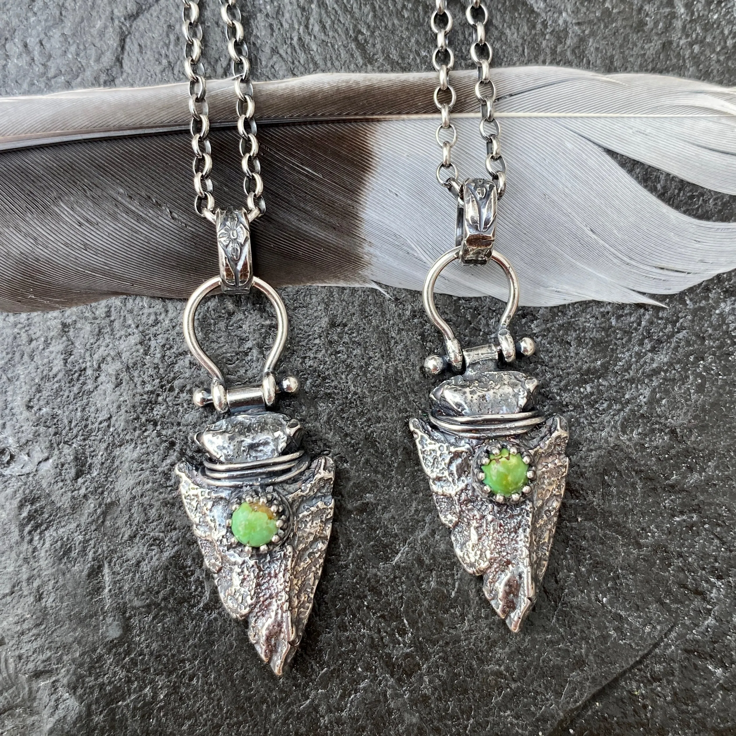Arrowhead and turquoise sterling silver necklace