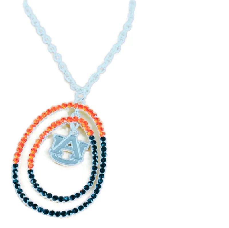 Auburn Tigers Crystal Loop Logo Necklace
