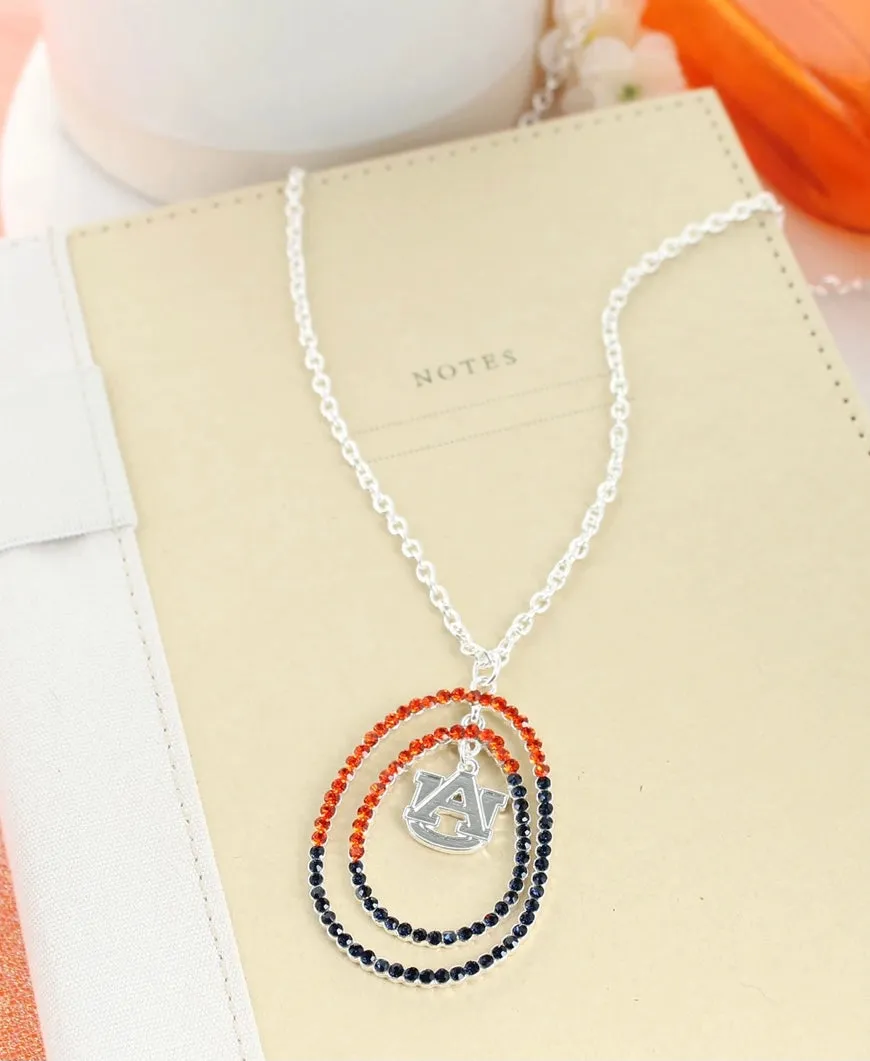 Auburn Tigers Crystal Loop Logo Necklace