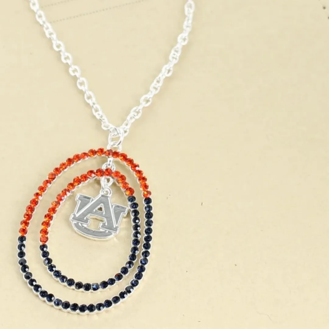 Auburn Tigers Crystal Loop Logo Necklace