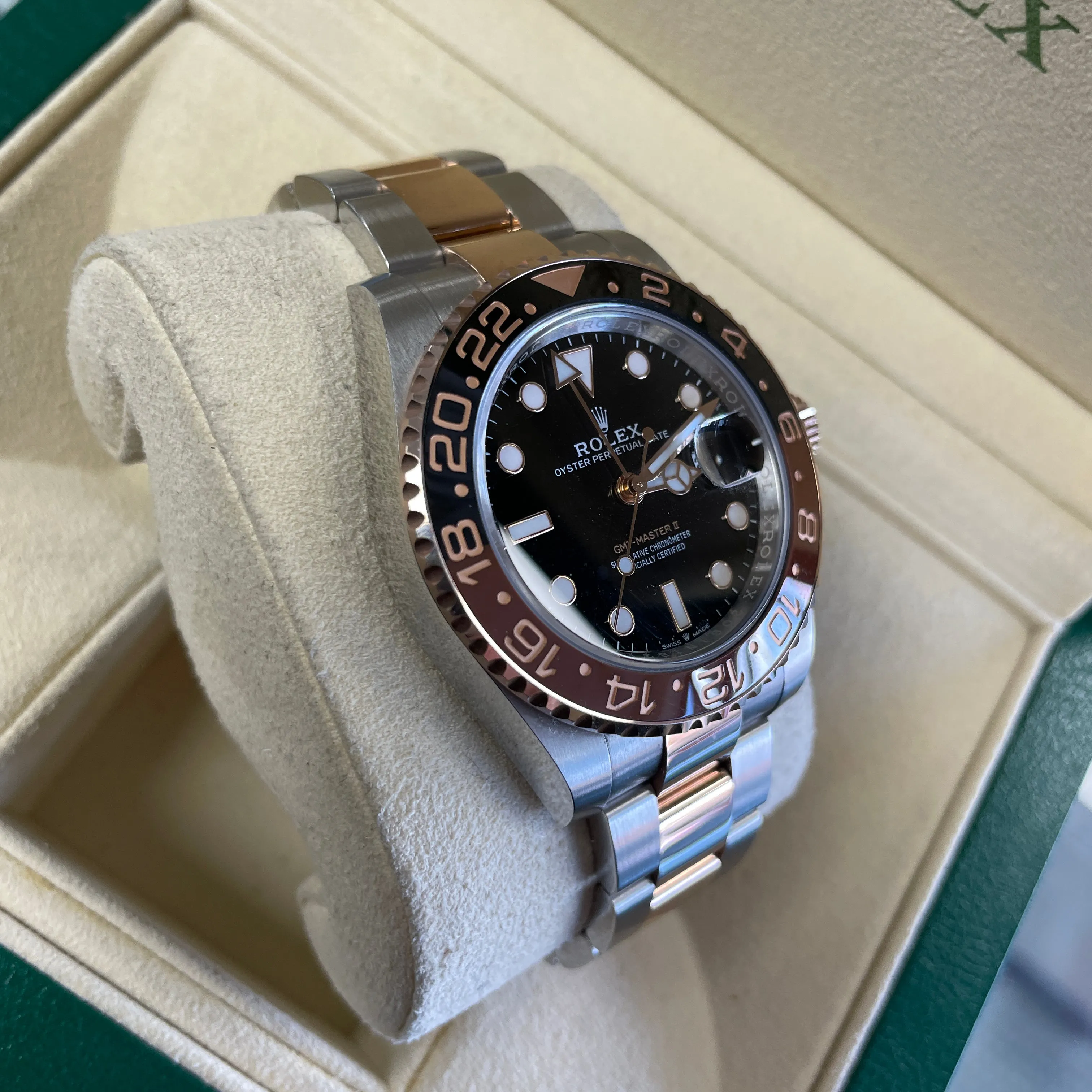 AUGUST 2021 Rolex GMT-Master II Root Beer Steel Rose Gold 126711 CHNR Watch