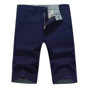 Back Pockets Zip Fly Bermuda Shorts - Deep Blue 38