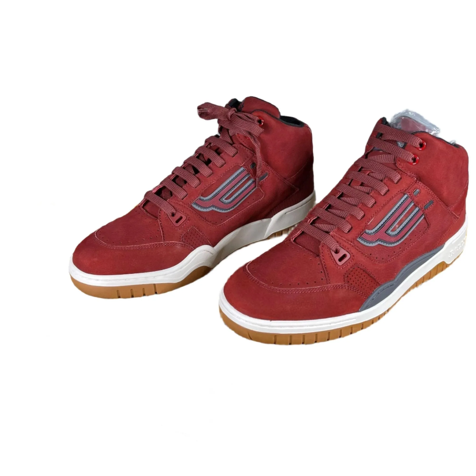 Bally King Red Leather High Top Sneakers
