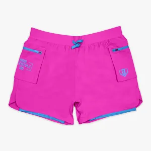 Batter's Box Cargo Youth Shorts with Liner - Cotton Candy Pink