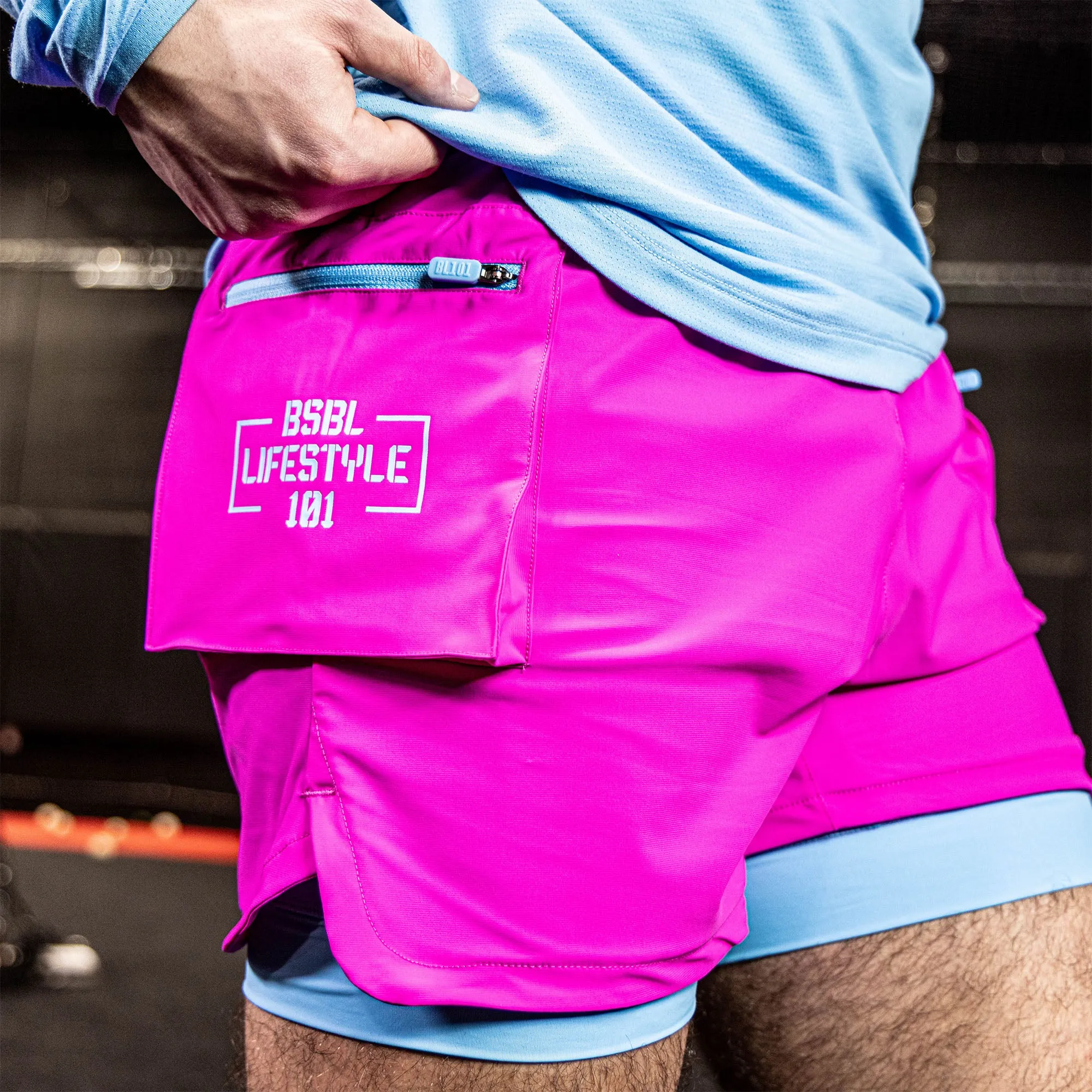 Batter's Box Cargo Youth Shorts with Liner - Cotton Candy Pink