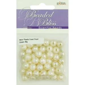 BEAD PLASTIC FACET ROUND PEARL CREAM 20G