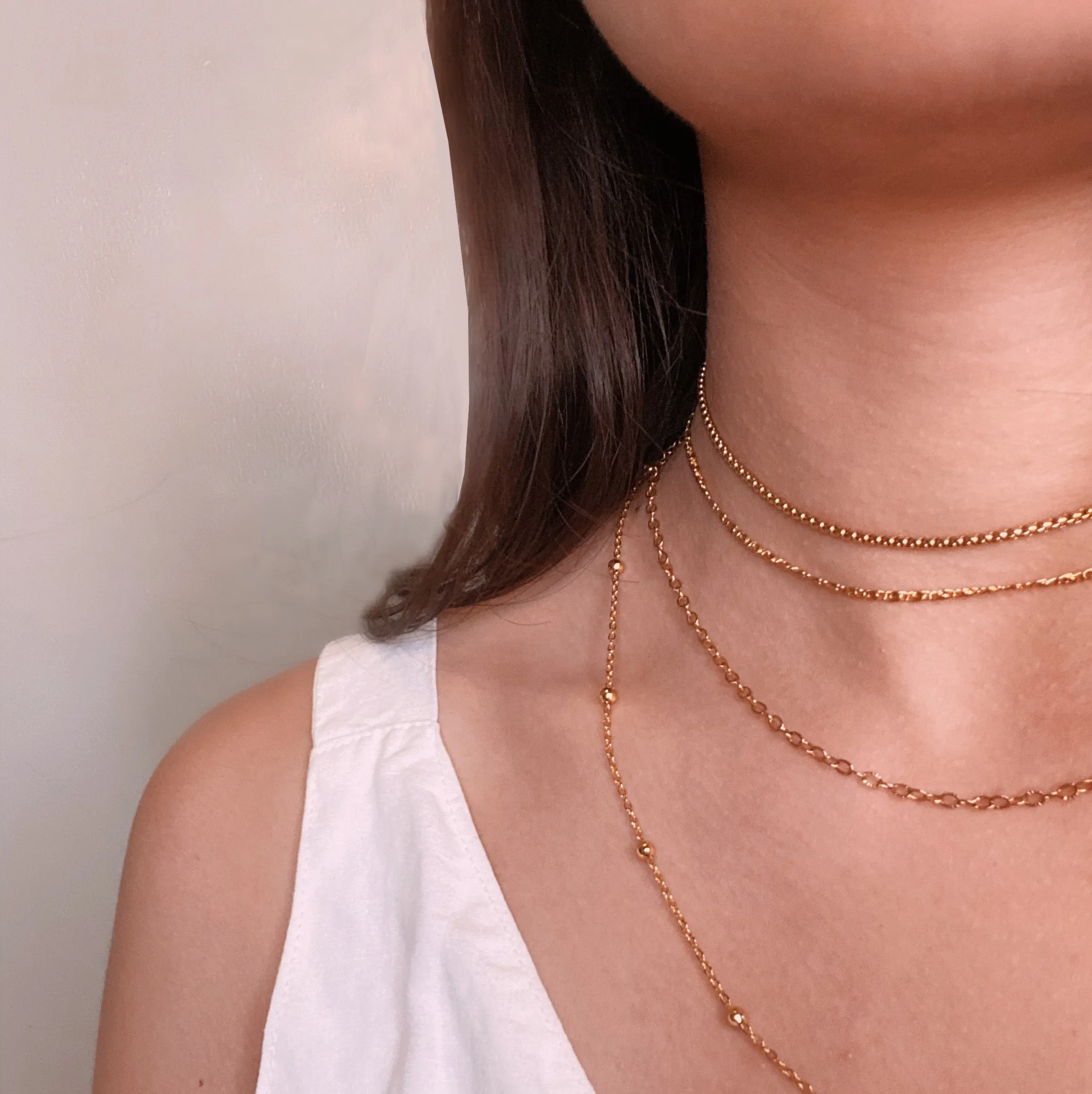 Beaded Chain Gold Filled Necklace