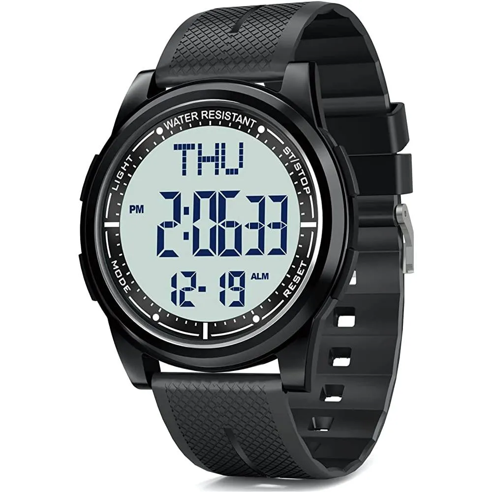 Beeasy Digital Watch Waterproof with Stopwatch Alarm Countdown Dual Time, Ultra-Thin Super Wide-Angle Display Digital Wrist Watches for Men | Multiple Colors