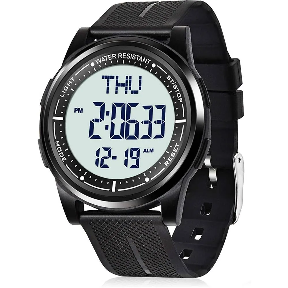 Beeasy Digital Watch Waterproof with Stopwatch Alarm Countdown Dual Time, Ultra-Thin Super Wide-Angle Display Digital Wrist Watches for Men | Multiple Colors