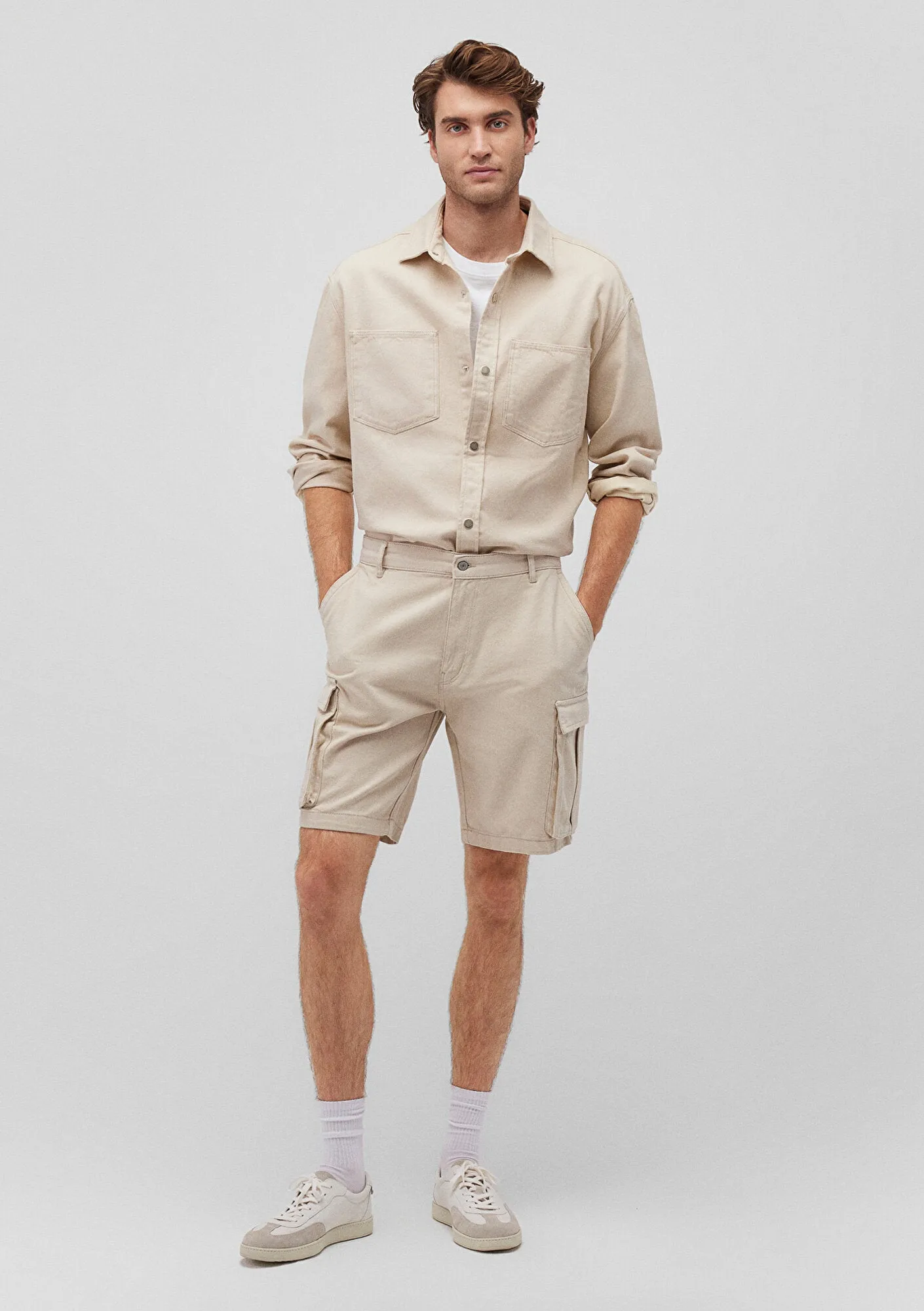 Beige Cargo Shorts