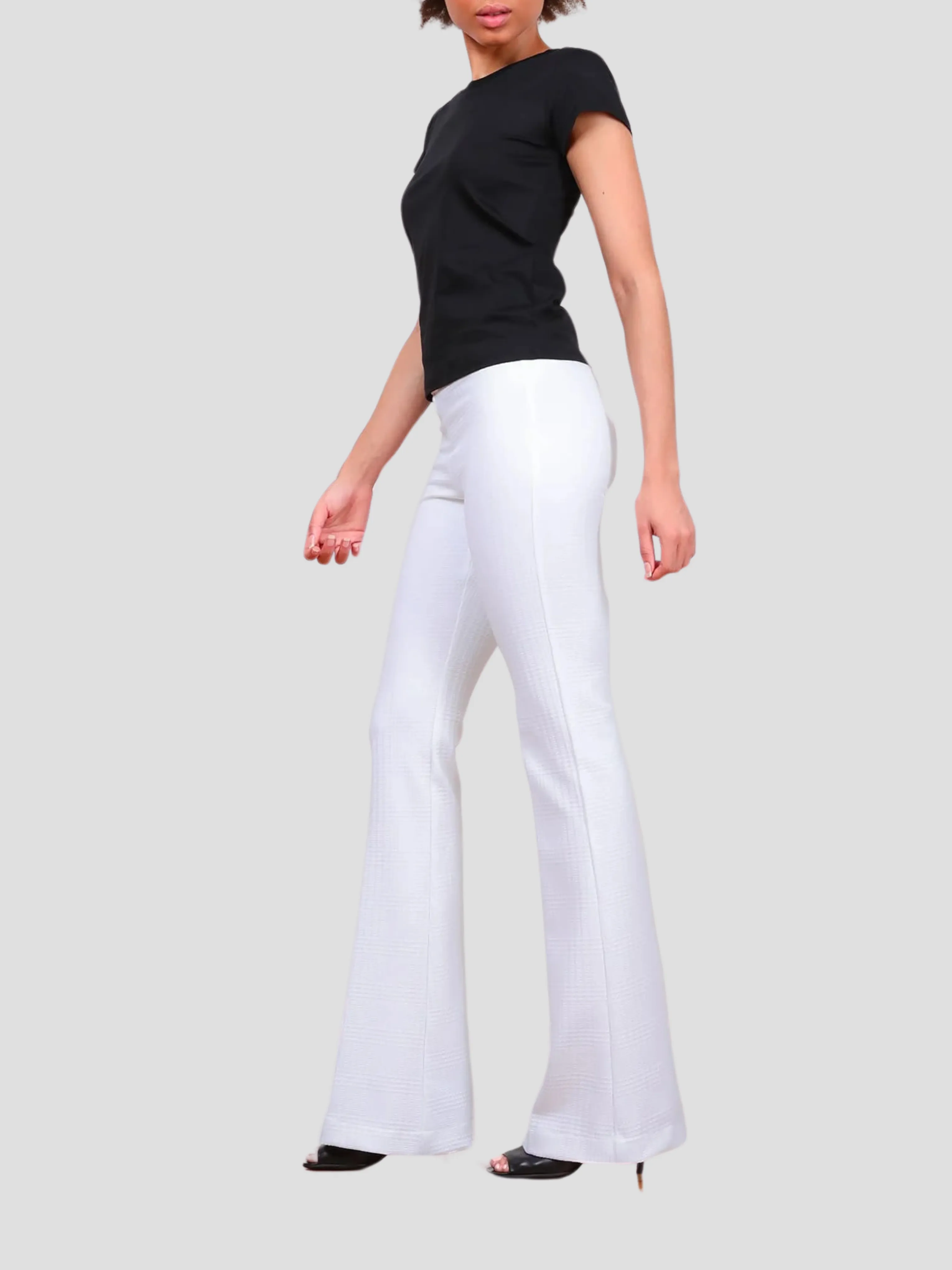 Bellini Flare Leg in White Jacquard