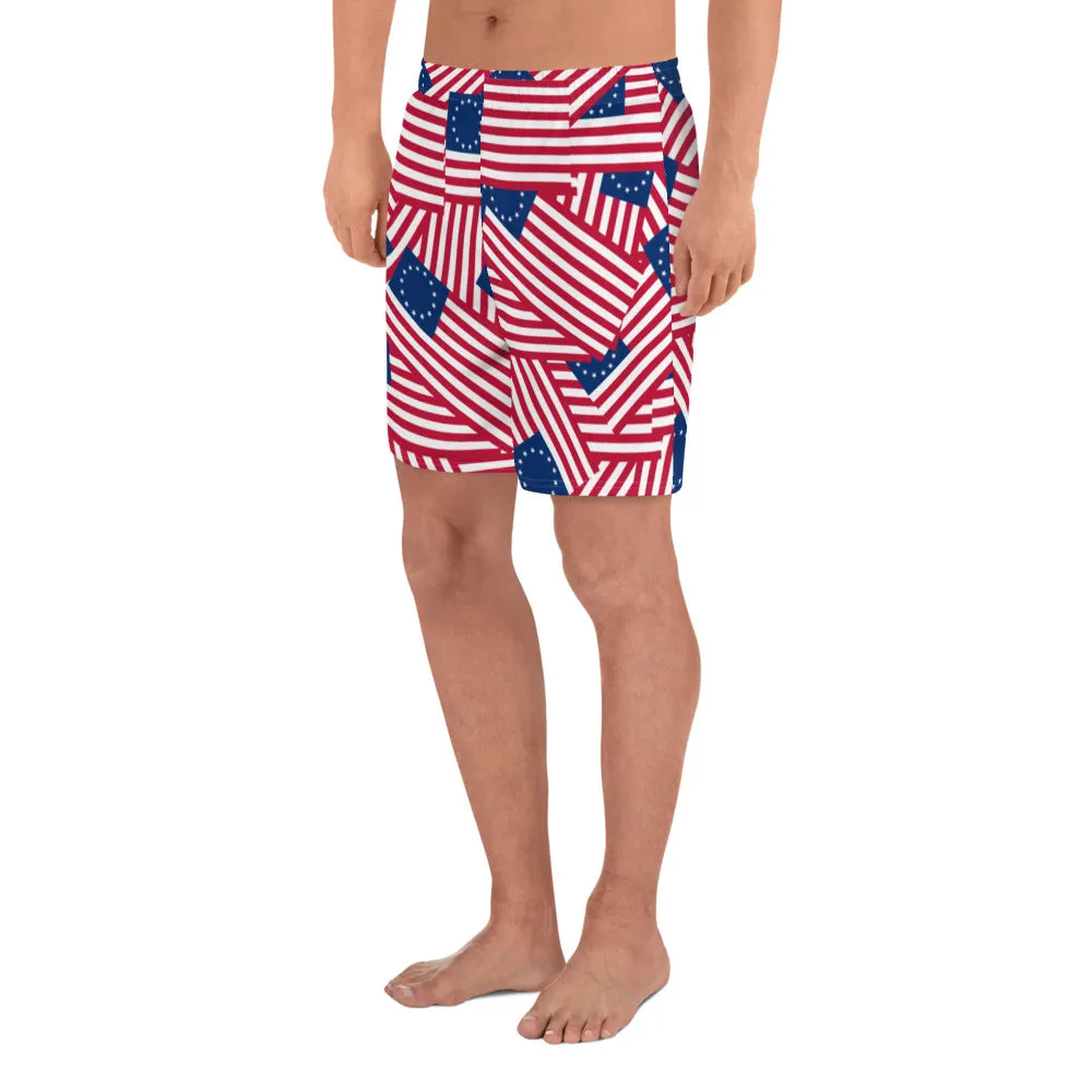 Betsy Ross Flag Men's Athletic Long Shorts