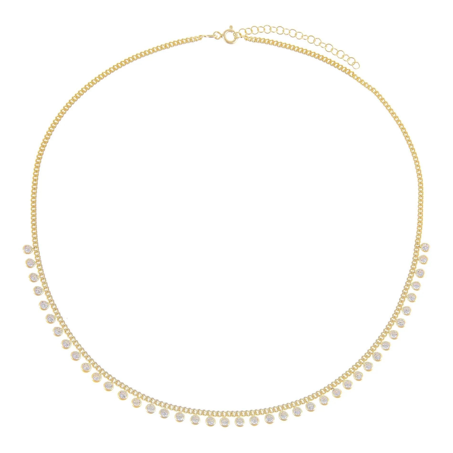 Bezel Embedded Cuban Chain Necklace