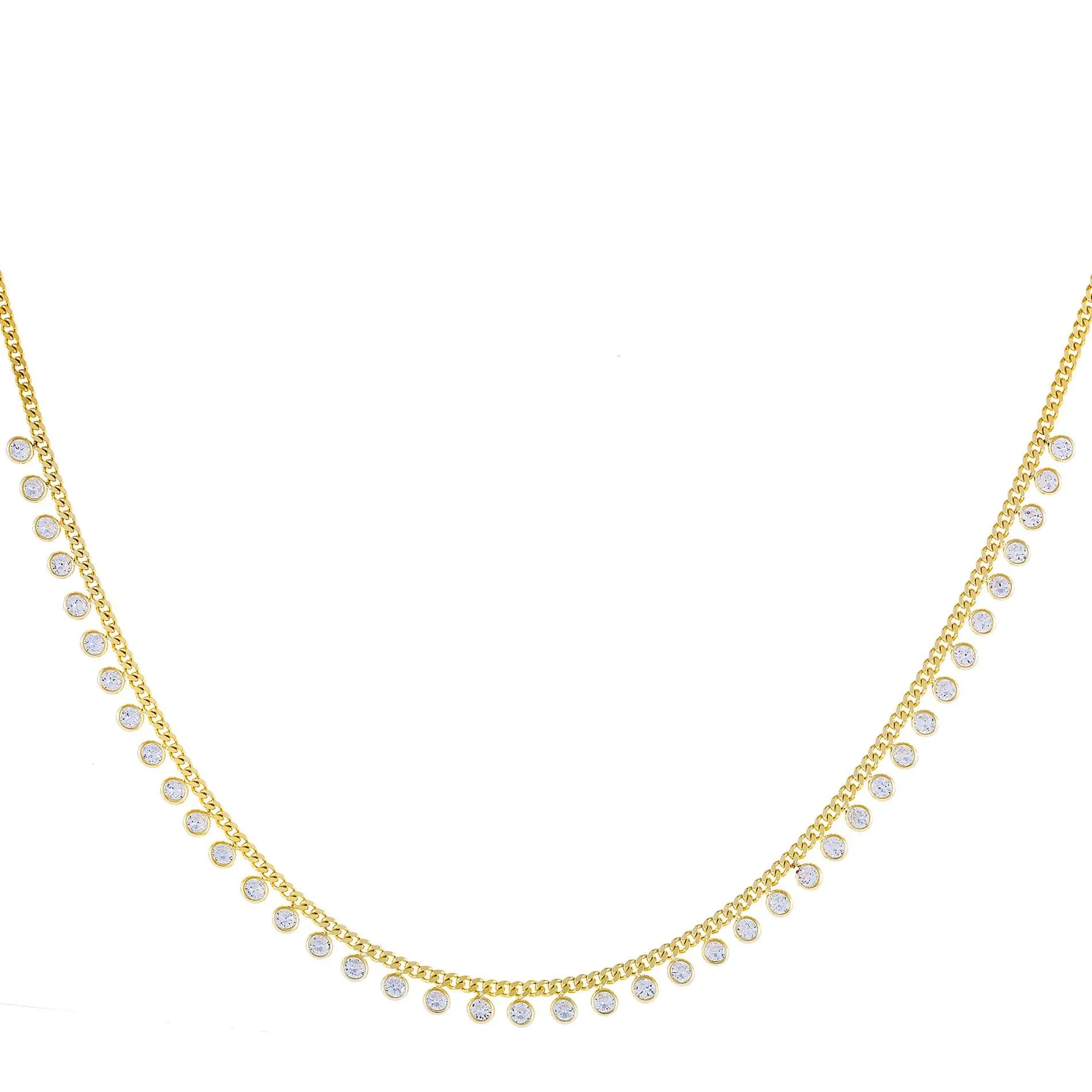 Bezel Embedded Cuban Chain Necklace