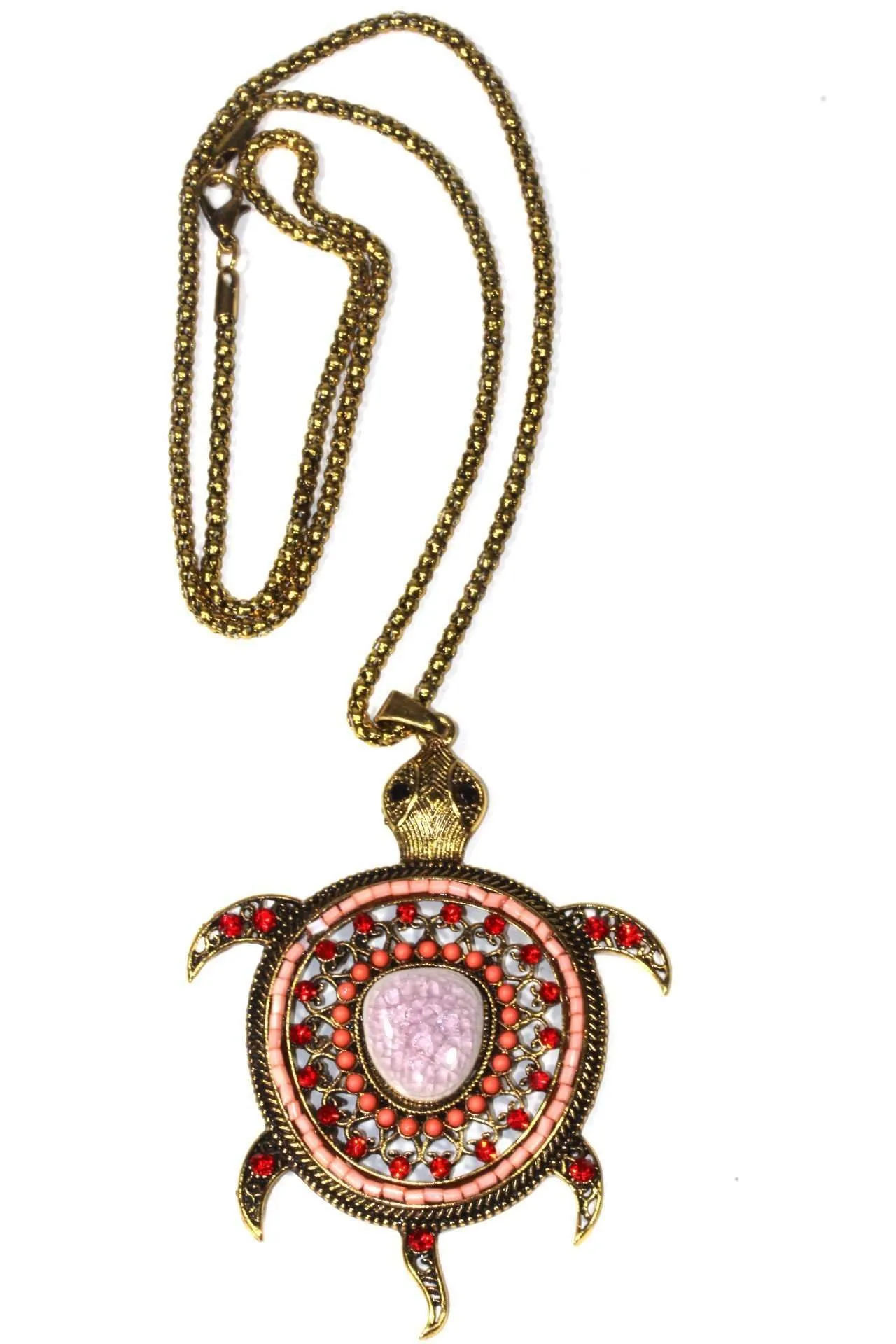 Big Turtle Shimmer Pendant Necklace