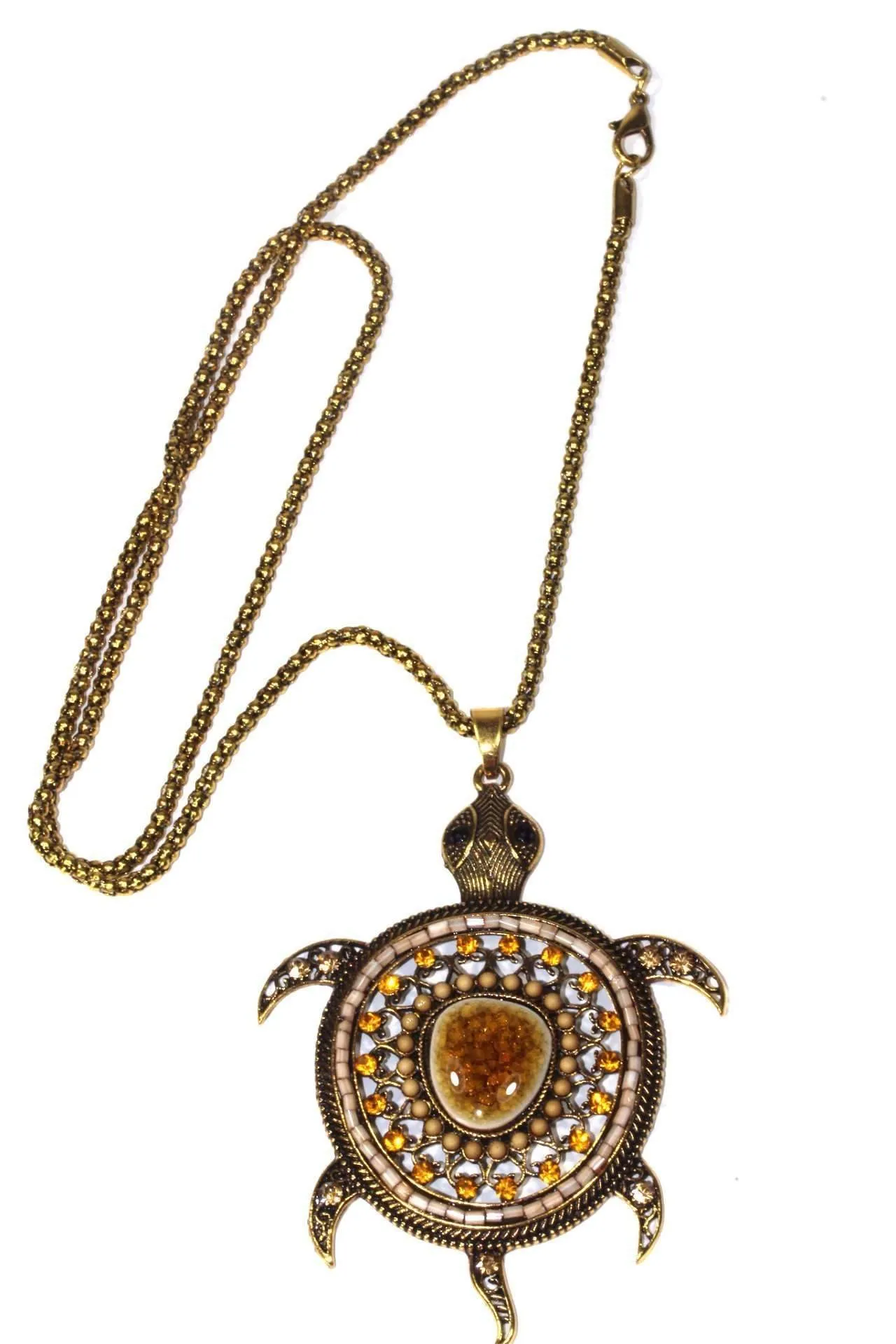 Big Turtle Shimmer Pendant Necklace