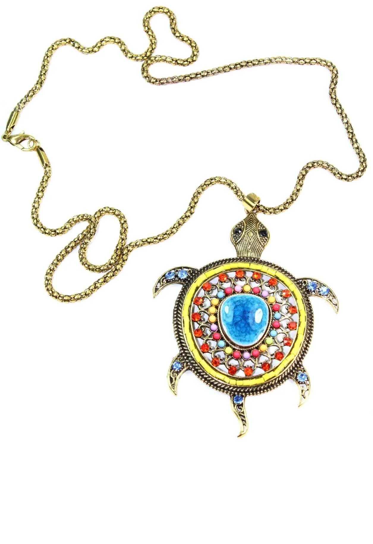 Big Turtle Shimmer Pendant Necklace