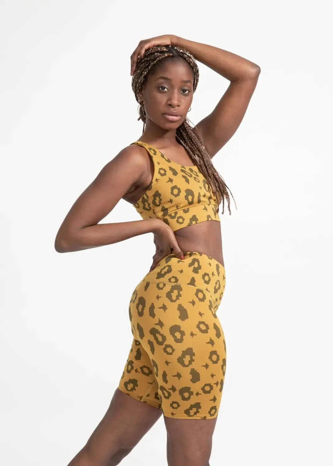Bike Shorts mit Yellow Leopard Print
