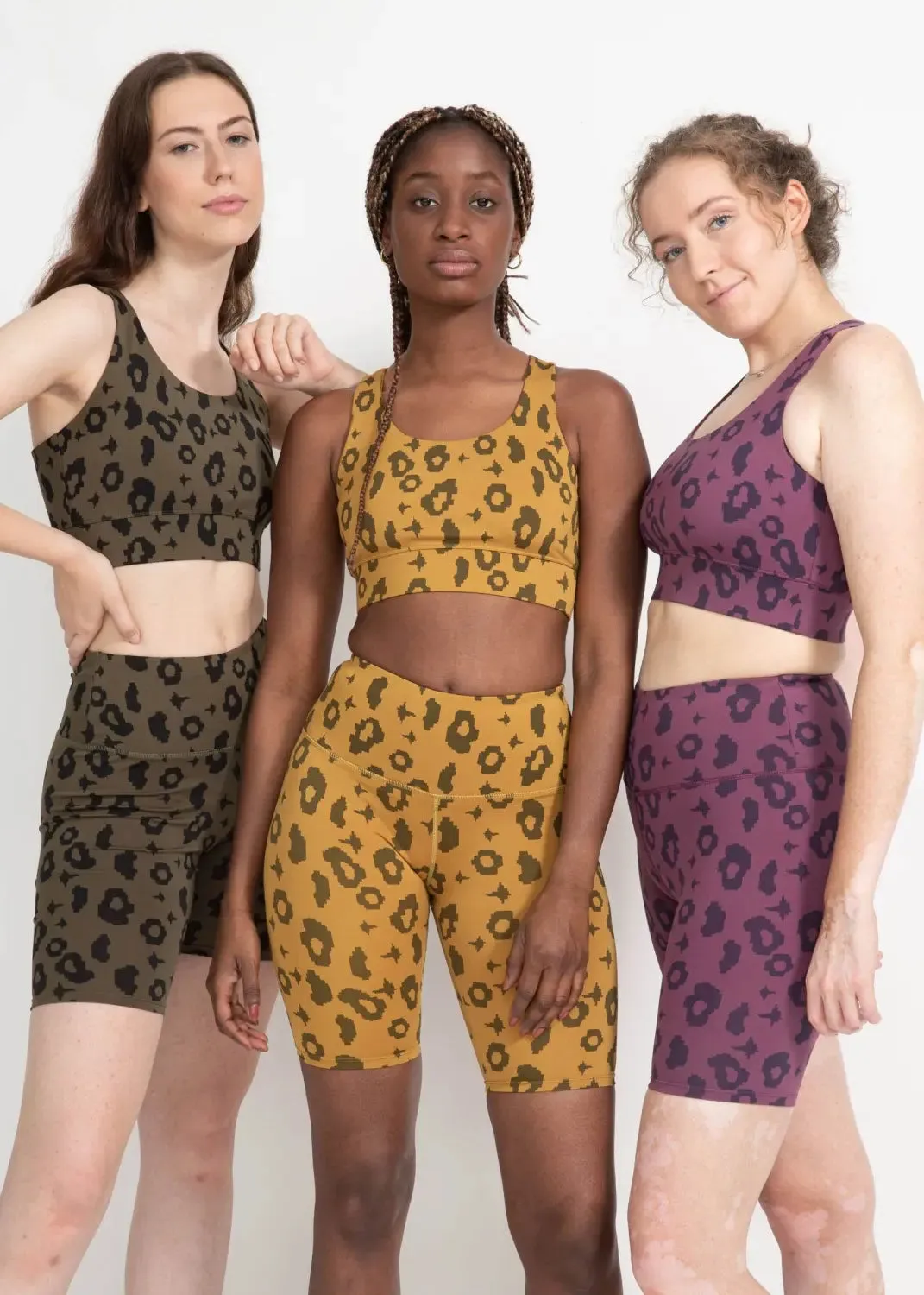 Bike Shorts mit Yellow Leopard Print