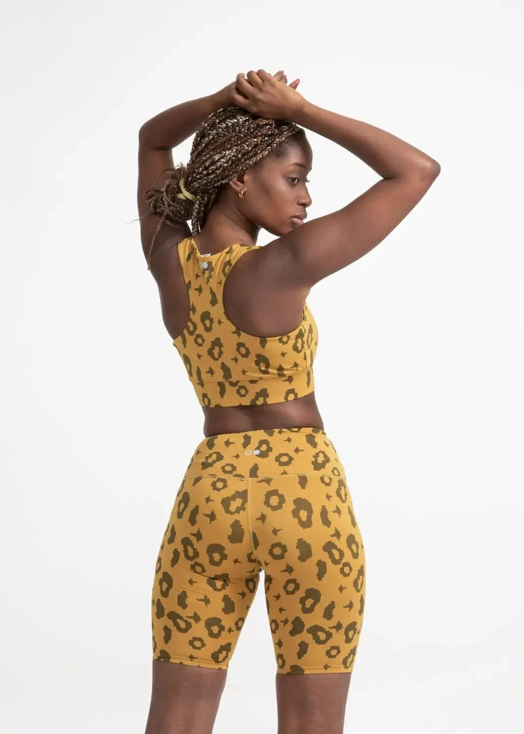 Bike Shorts mit Yellow Leopard Print