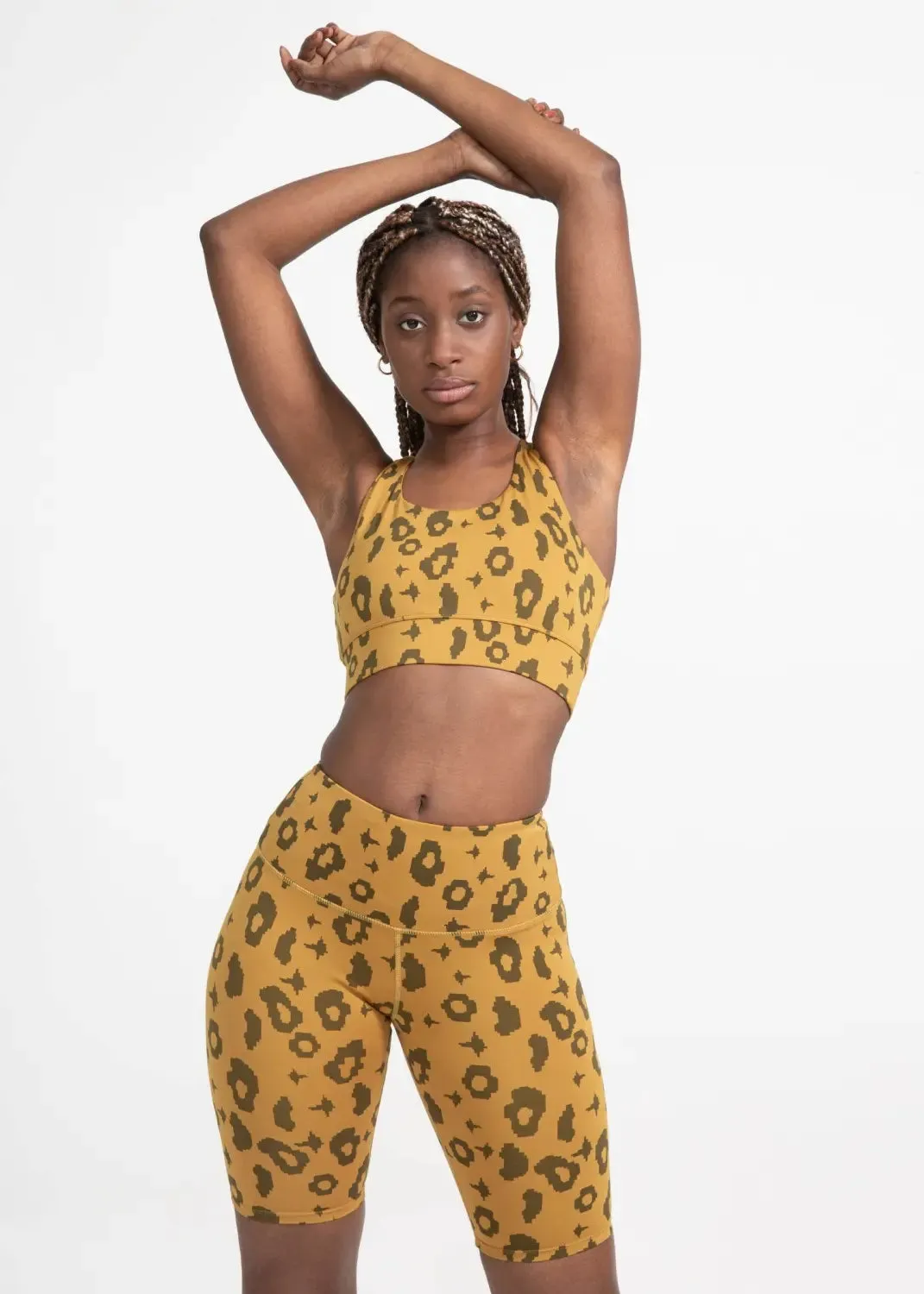 Bike Shorts mit Yellow Leopard Print