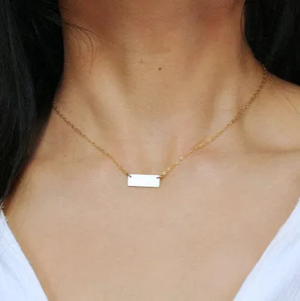 Birthstone and Mini Bar Pendant Layered Necklace Set