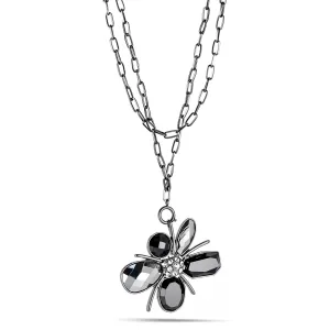 BLACK AND HEMATITE CRYSTAL  NECKLACES #199BK1201 (4A2)