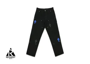 Black Carpenter Pants "Blue Black Crosses"