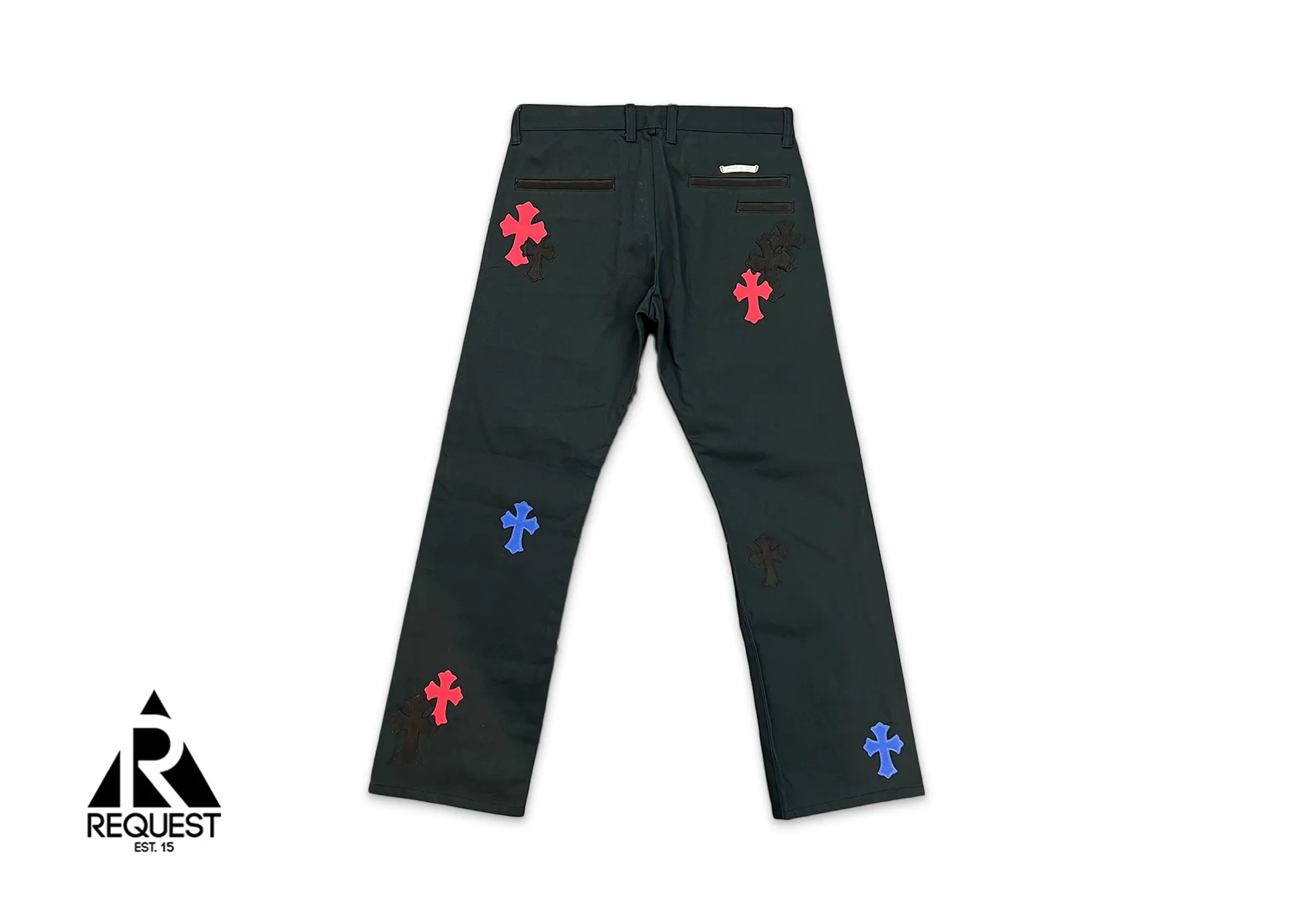 Black Carpenter Pants "Blue Red Black Crosses V1"