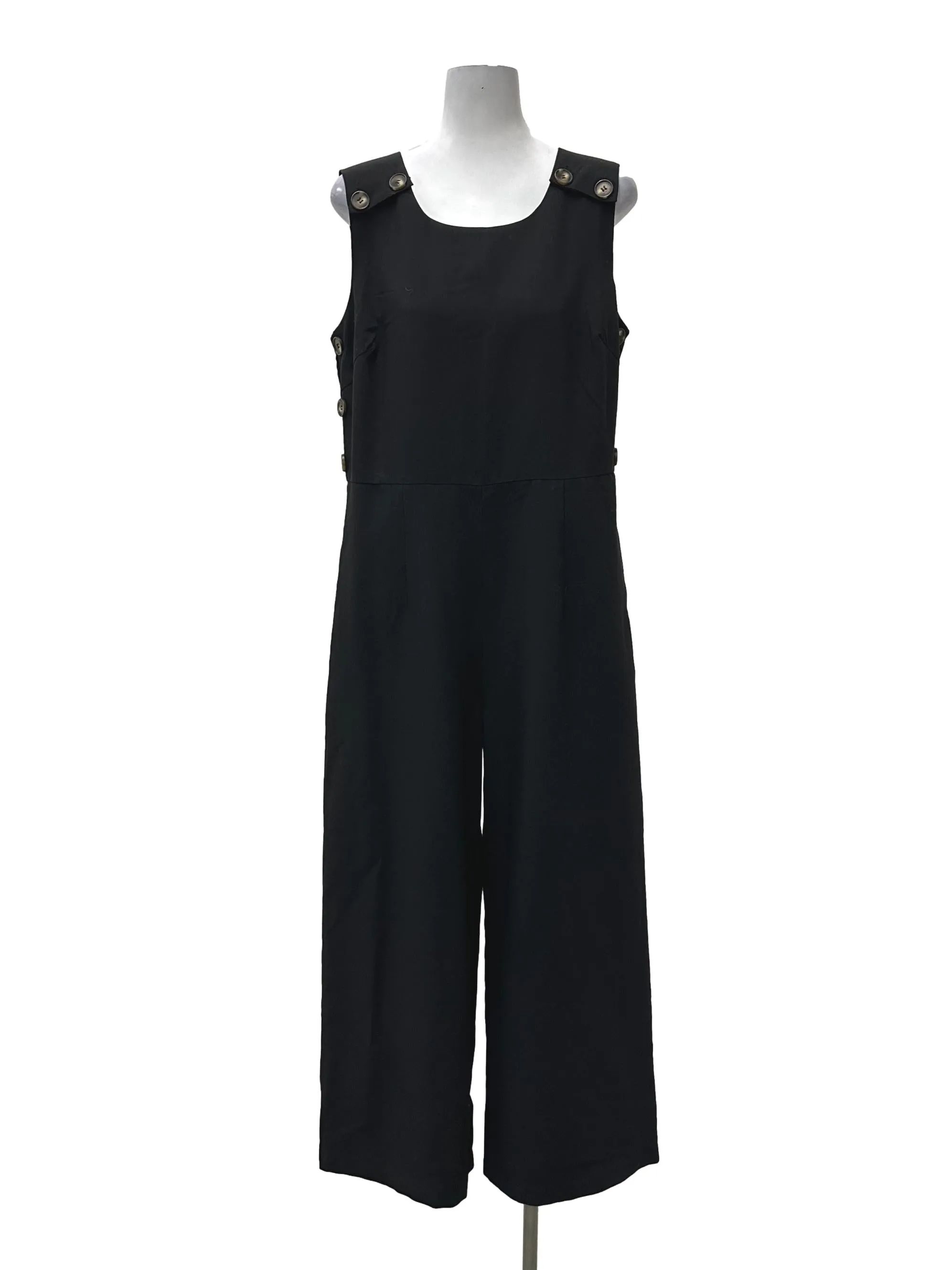 Black Side Button Jumpsuit