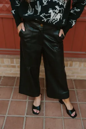 Black Wide Straight Leg Pants P4109