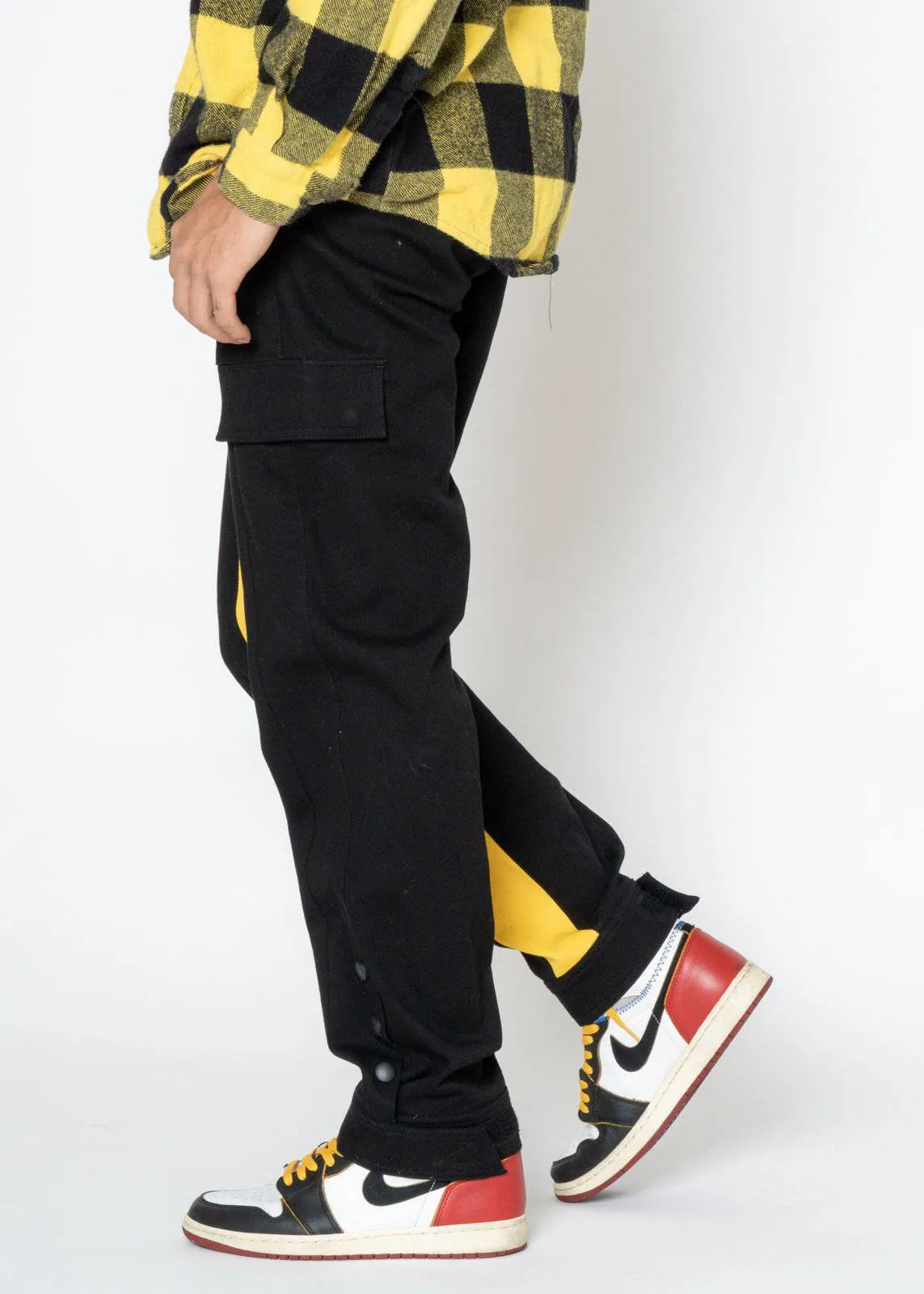 Blank State Men's Snap Cargo Pants in Black/Yellow