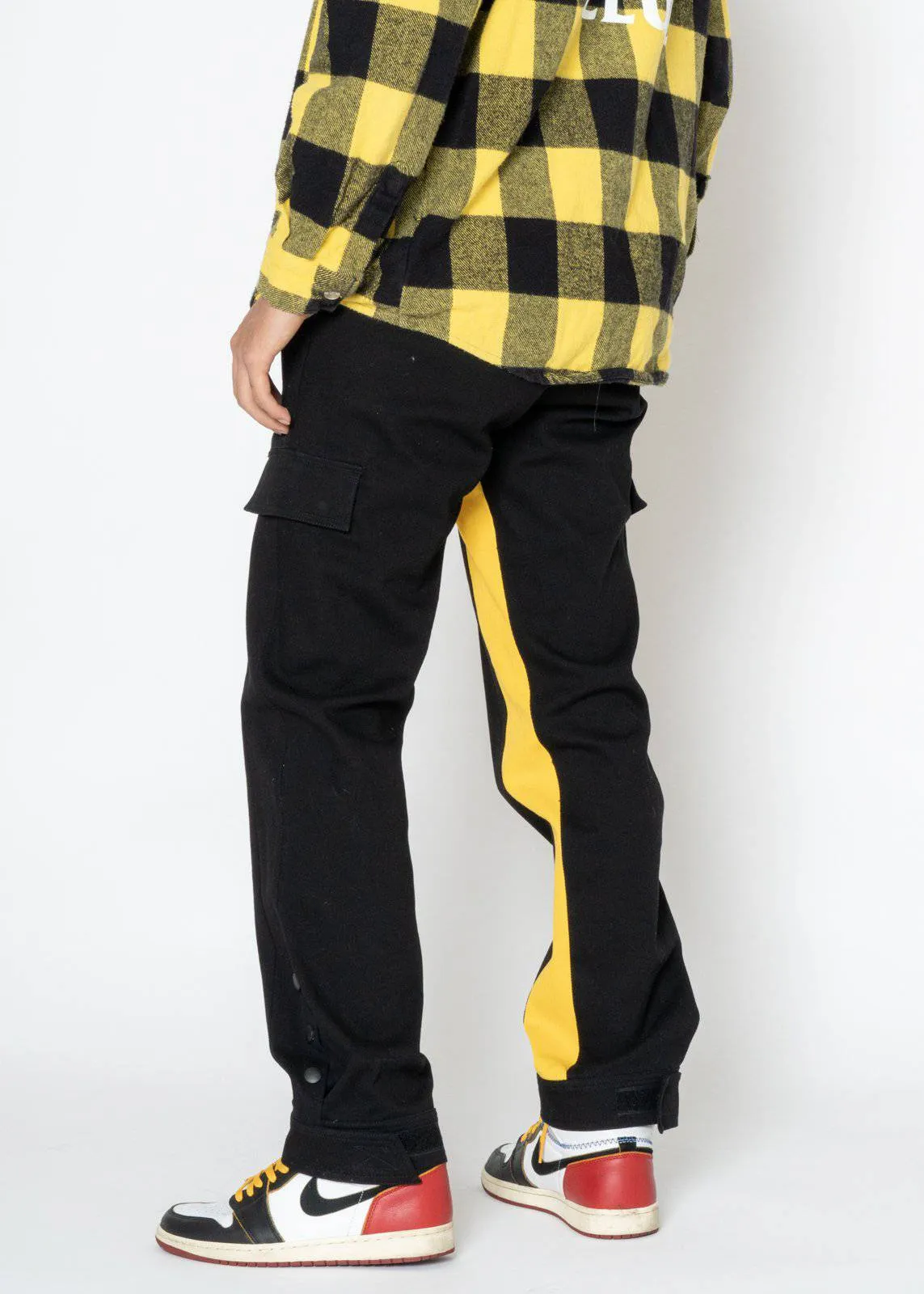 Blank State Men's Snap Cargo Pants in Black/Yellow