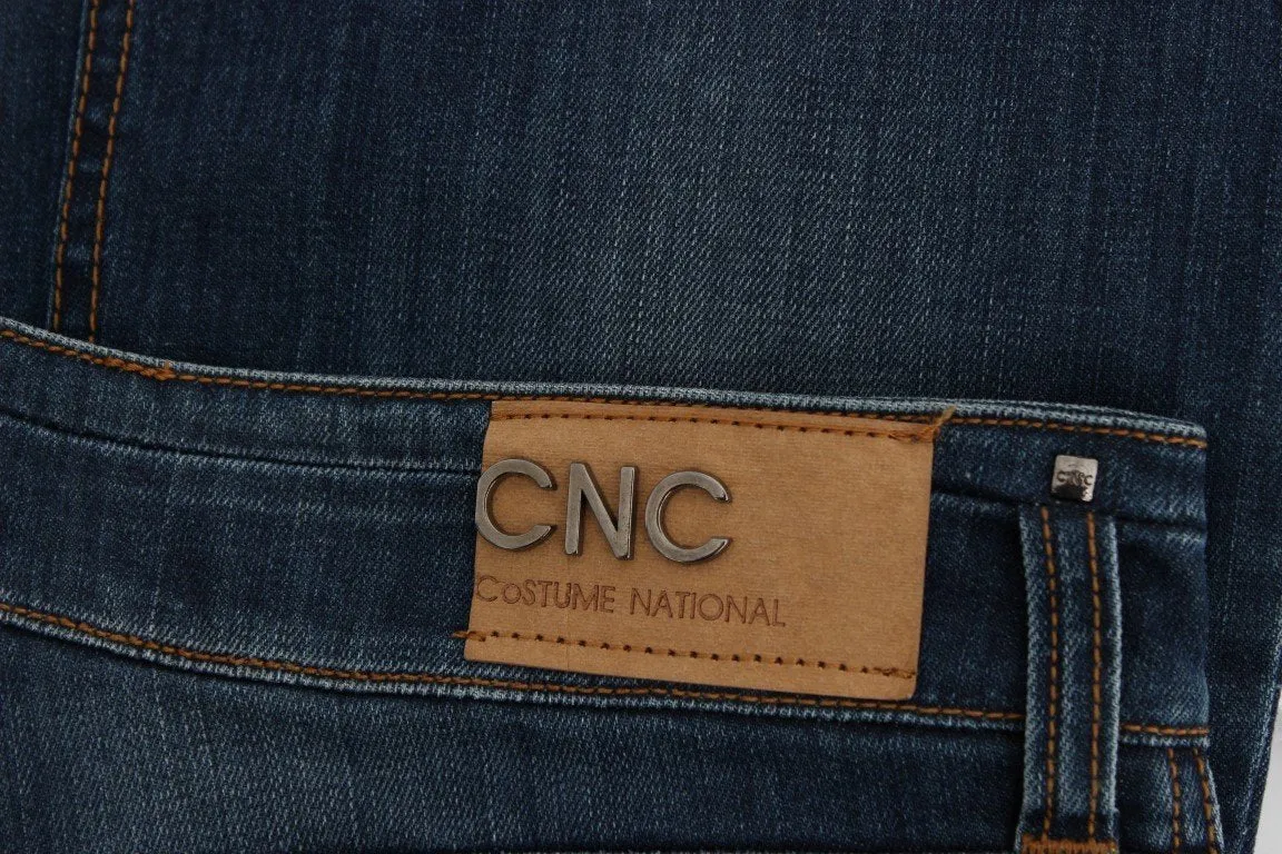 Blue Cotton Flare Boot Cut Jeans