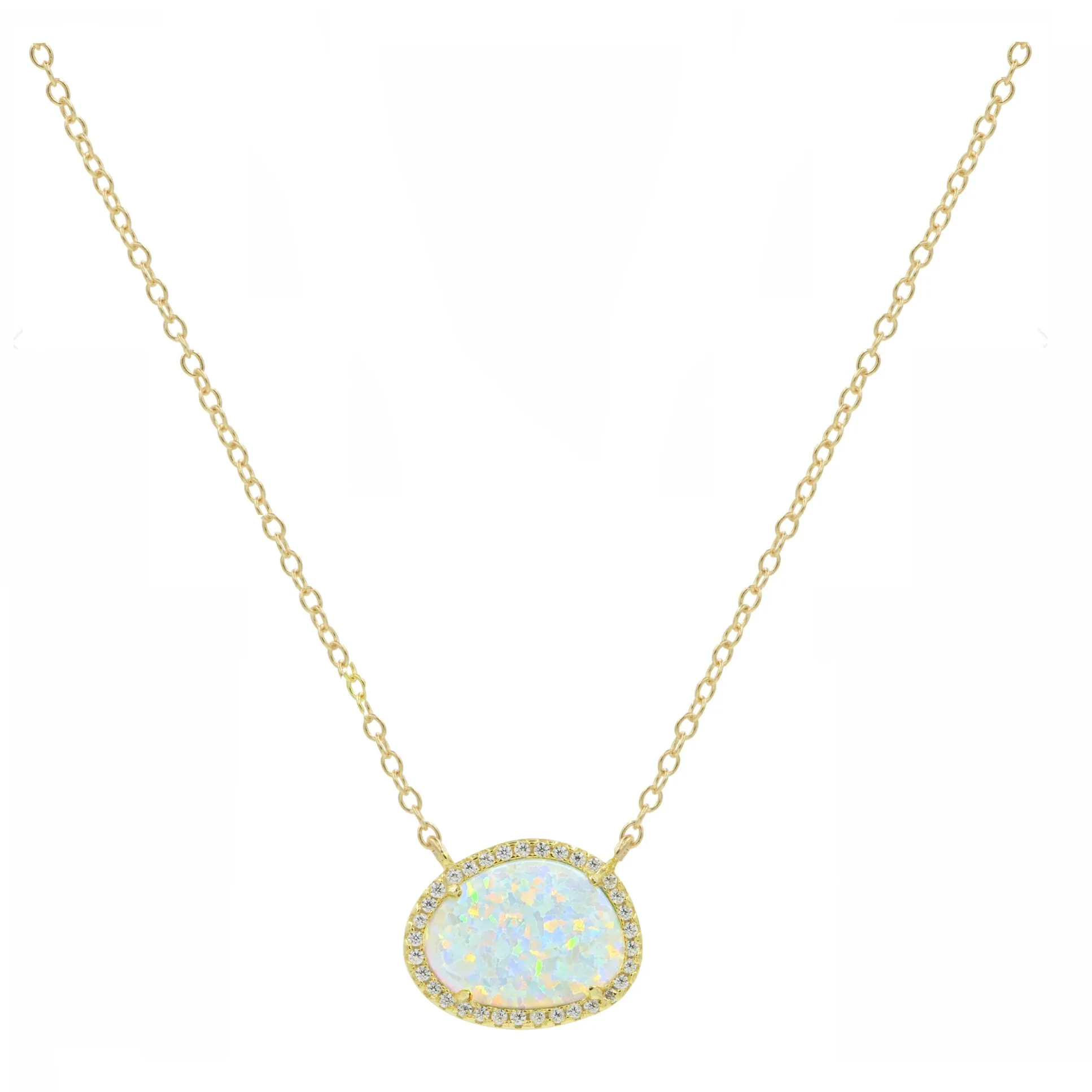 Blue Opal Pebble Necklace (Available in 5 Colors)
