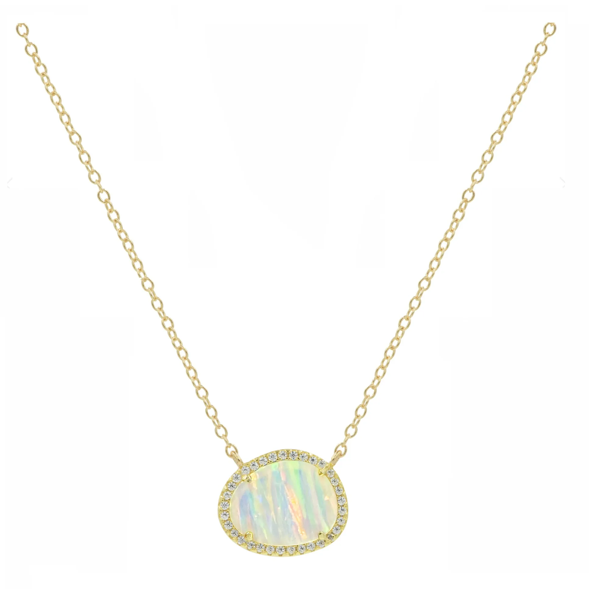 Blue Opal Pebble Necklace (Available in 5 Colors)