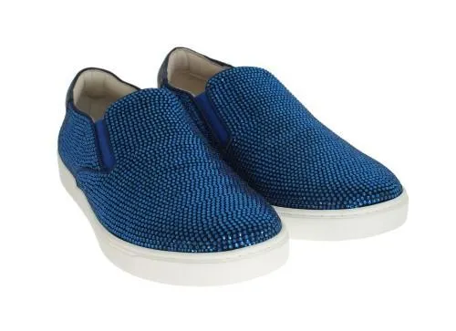 Blue Strass Canvas Logo Sneakers