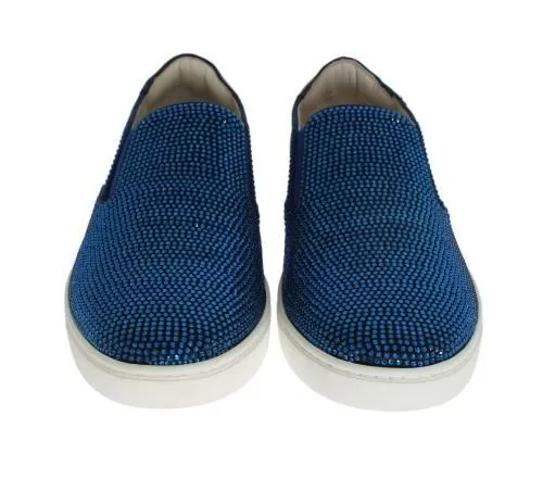 Blue Strass Canvas Logo Sneakers